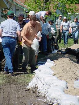 Laying sandbags