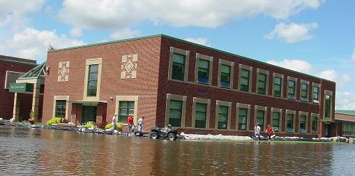 School after dike built